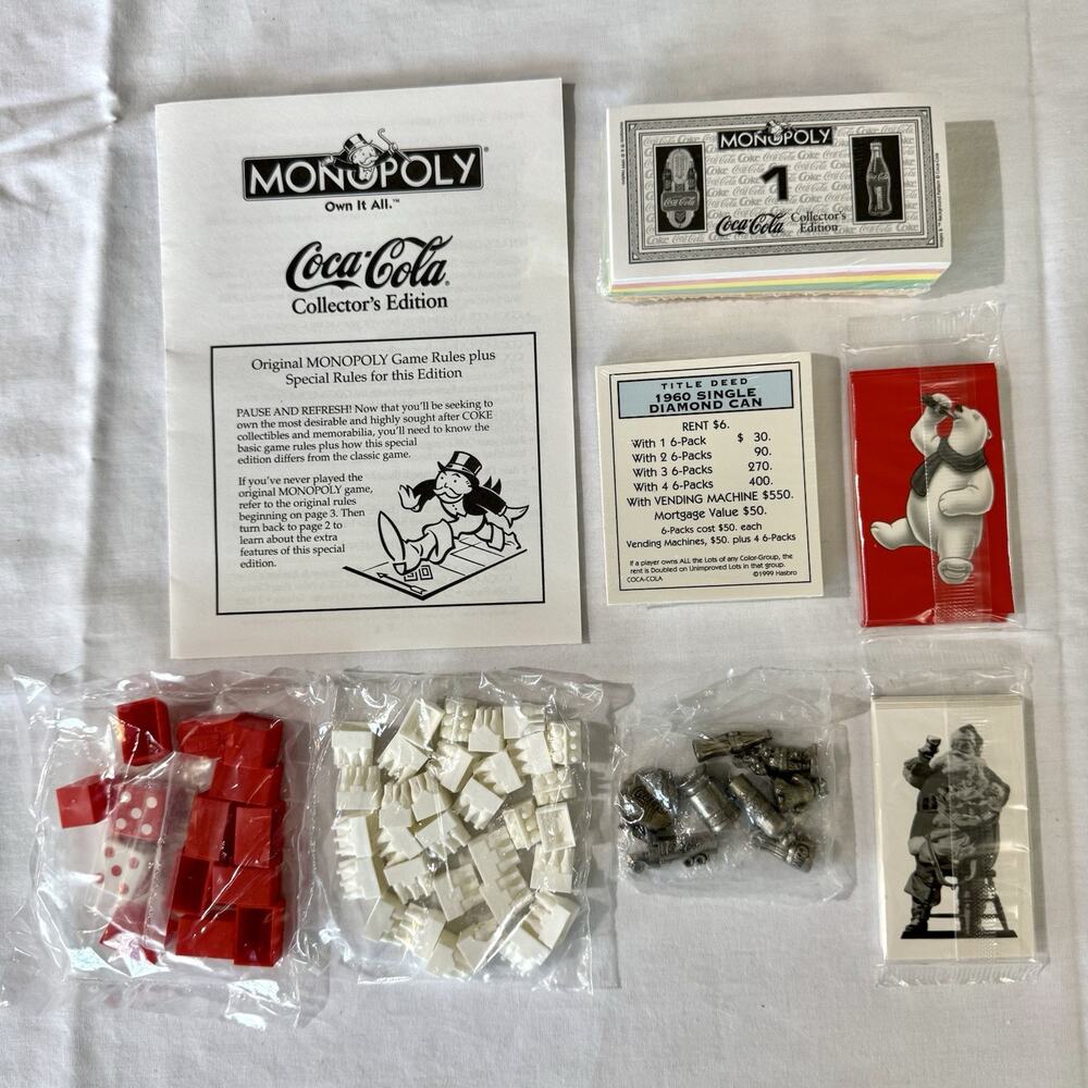 Monopoly Coca-Cola Coke Collectors Edition Replacement Pieces NEW Hasbro Game